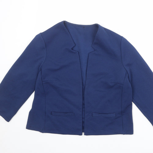 M&Co Womens Blue Polyester Jacket Blazer Size 14 - Open Style