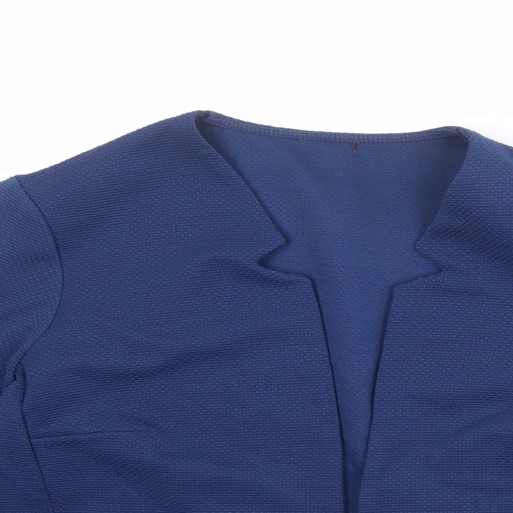 M&Co Womens Blue Polyester Jacket Blazer Size 14 - Open Style