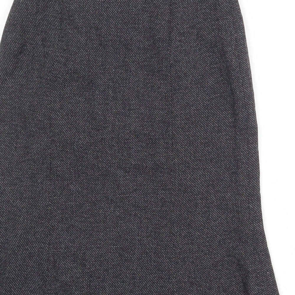 BHS Womens Black Geometric Polyester A-Line Skirt Size 12 Zip