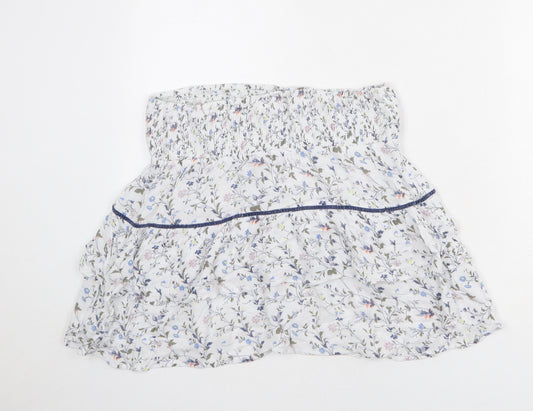 Fransa Womens White Floral Polyester Mini Skirt Size M