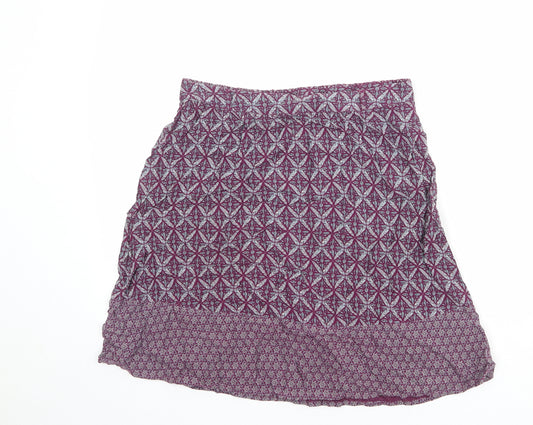 Marks and Spencer Womens Purple Geometric Viscose A-Line Skirt Size 10