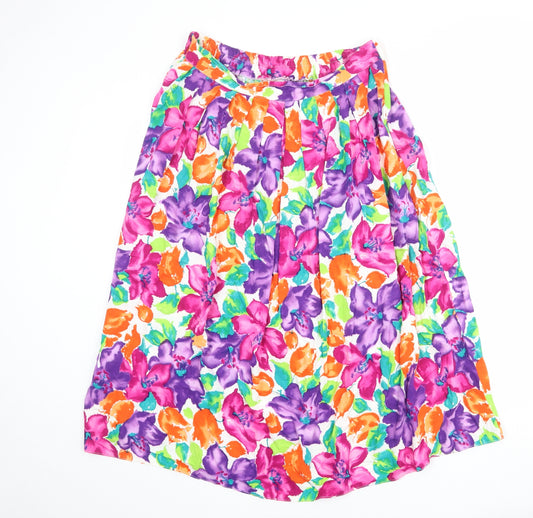 Etam Womens Multicoloured Floral Viscose Pleated Skirt Size 16