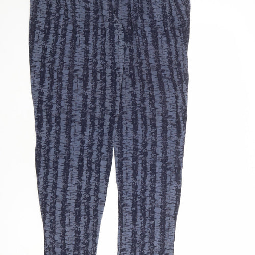 Long Tall Sally Womens Blue Geometric Viscose Jogger Trousers Size M L36 in Regular