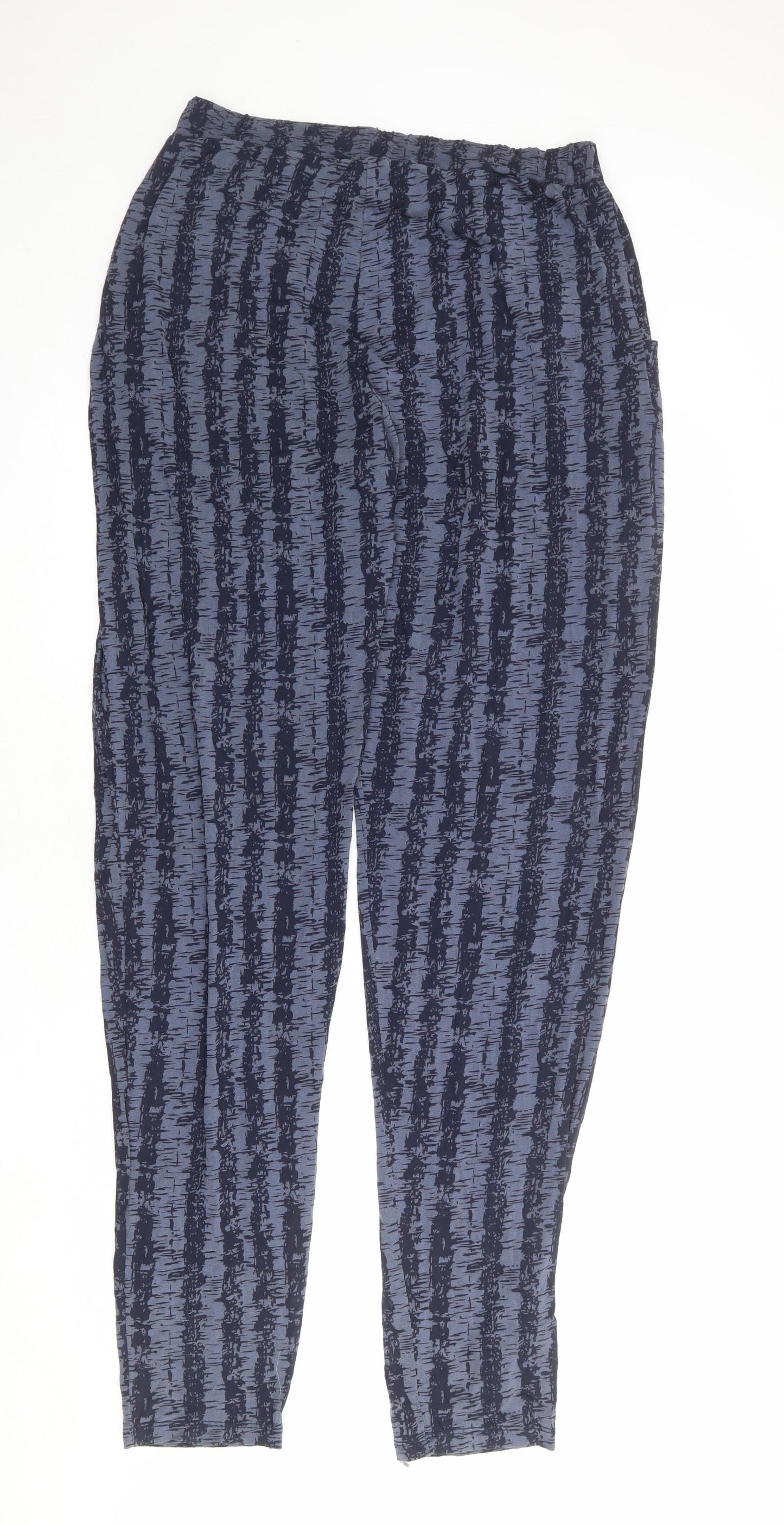 Long Tall Sally Womens Blue Geometric Viscose Jogger Trousers Size M L36 in Regular