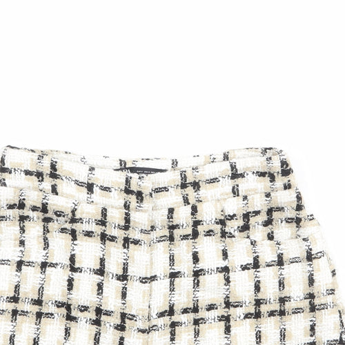Zara Womens Ivory Acrylic Basic Shorts Size S L4 in Regular Zip