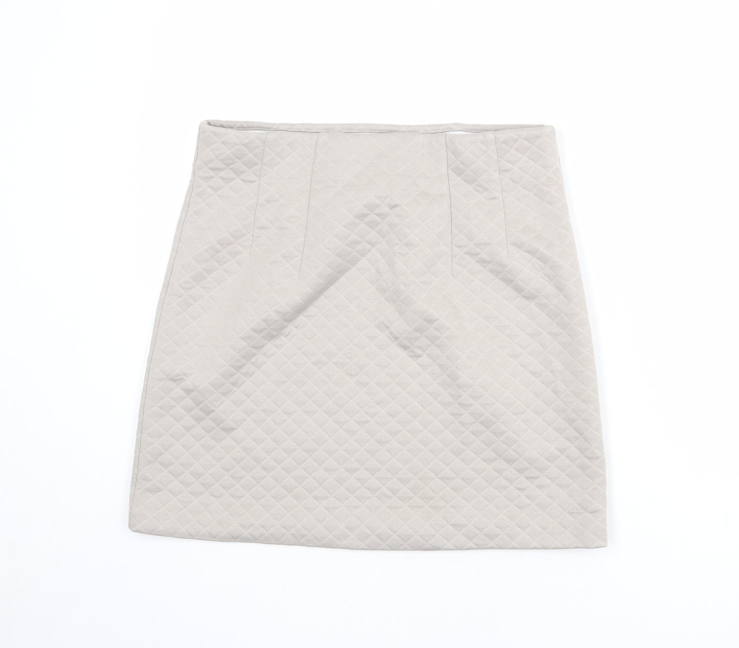 Marks and Spencer Womens Beige Argyle/Diamond Polyester A-Line Skirt Size 12