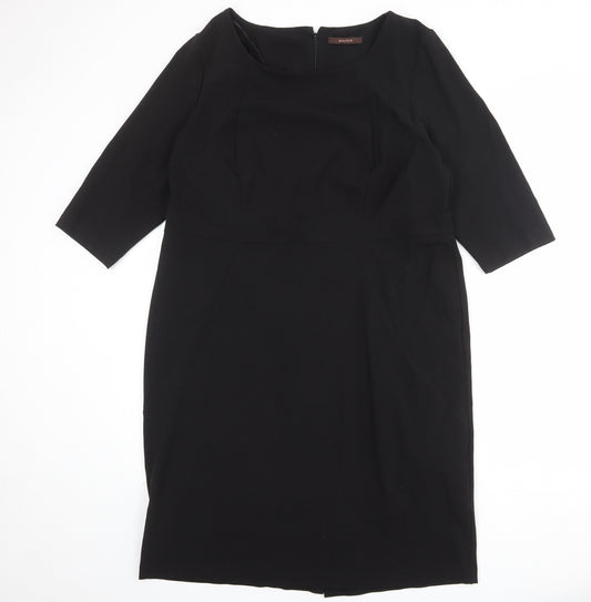 Savoir Womens Black Polyester Shift Size 20 Round Neck Zip