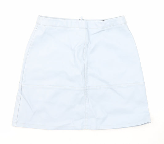 New Look Womens Blue Polyurethane A-Line Skirt Size 8 Zip