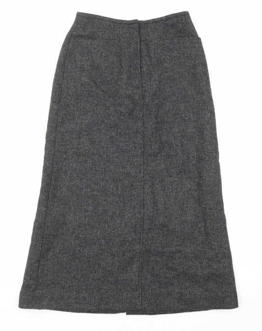 Laura Ashley Womens Grey Wool A-Line Skirt Size 10 Zip