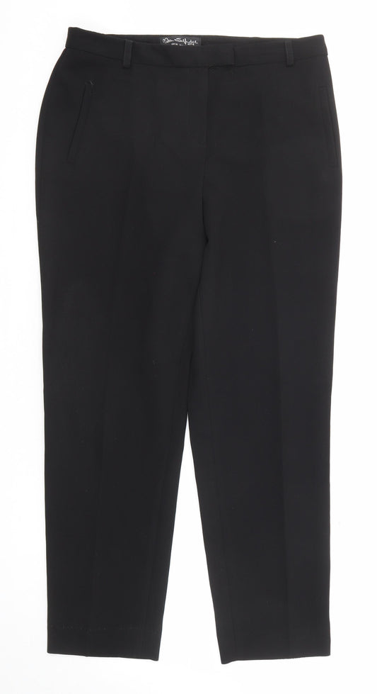 Miss Selfridge Womens Black Polyester Chino Trousers Size 10 L26 in Regular Zip