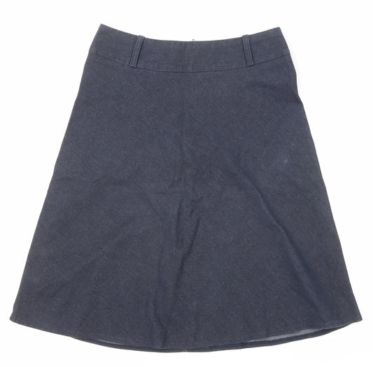Dorothy Perkins Womens Blue Cotton Swing Skirt Size 10 Zip