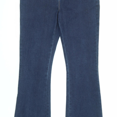 Marks and Spencer Womens Blue Cotton Flared Jeans Size 10 L30 in Regular Zip