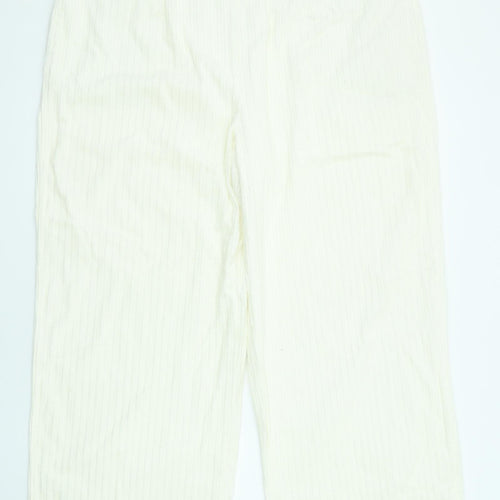 Marks and Spencer Womens Ivory Cotton Trousers Size 22 L29 in Regular Zip