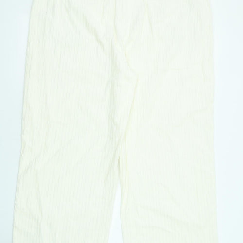 Marks and Spencer Womens Ivory Cotton Trousers Size 22 L29 in Regular Zip