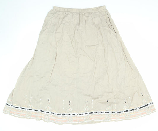 Joanna Hope Womens Beige Cotton A-Line Skirt Size 14