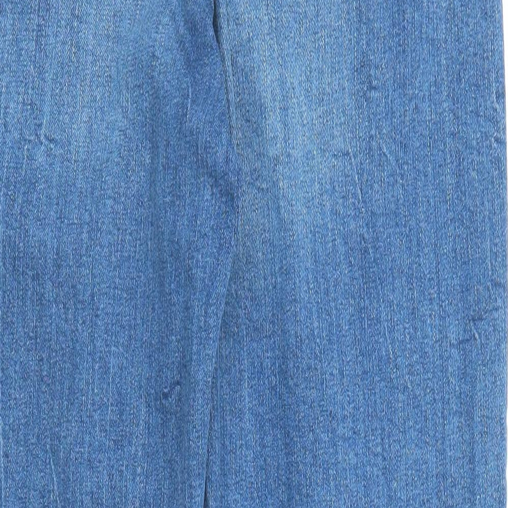 Marks and Spencer Womens Blue Cotton Mom Jeans Size 6 L27 in Regular Zip