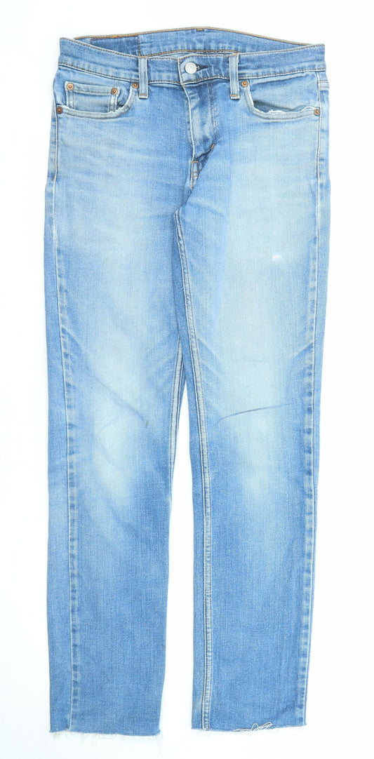 Levi's Mens Blue Cotton Straight Jeans Size 30 in L34 in Regular Zip - Raw Hem