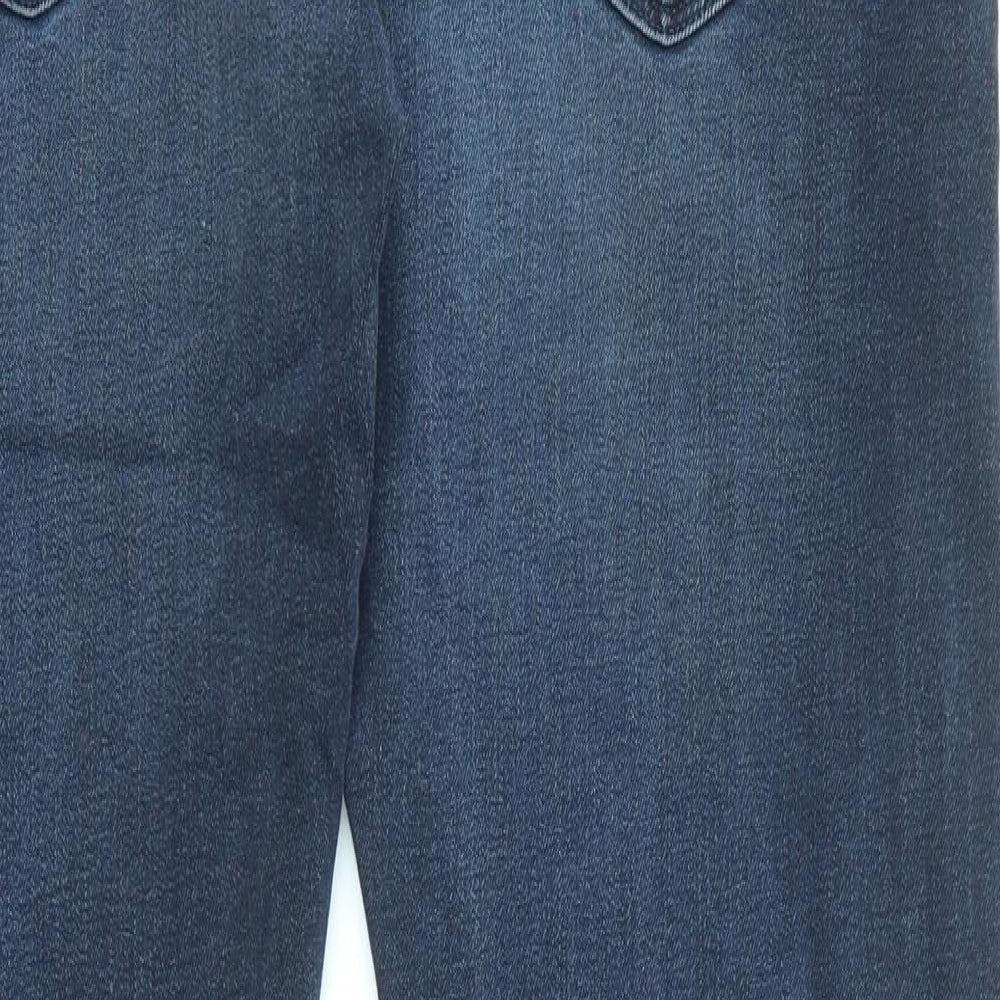 Marks and Spencer Mens Blue Cotton Straight Jeans Size 36 in L31 in Slim Zip