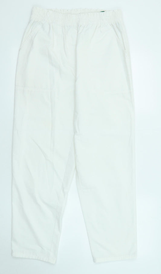 C&A Womens White Polyester Jogger Trousers Size 14 L28 in Regular