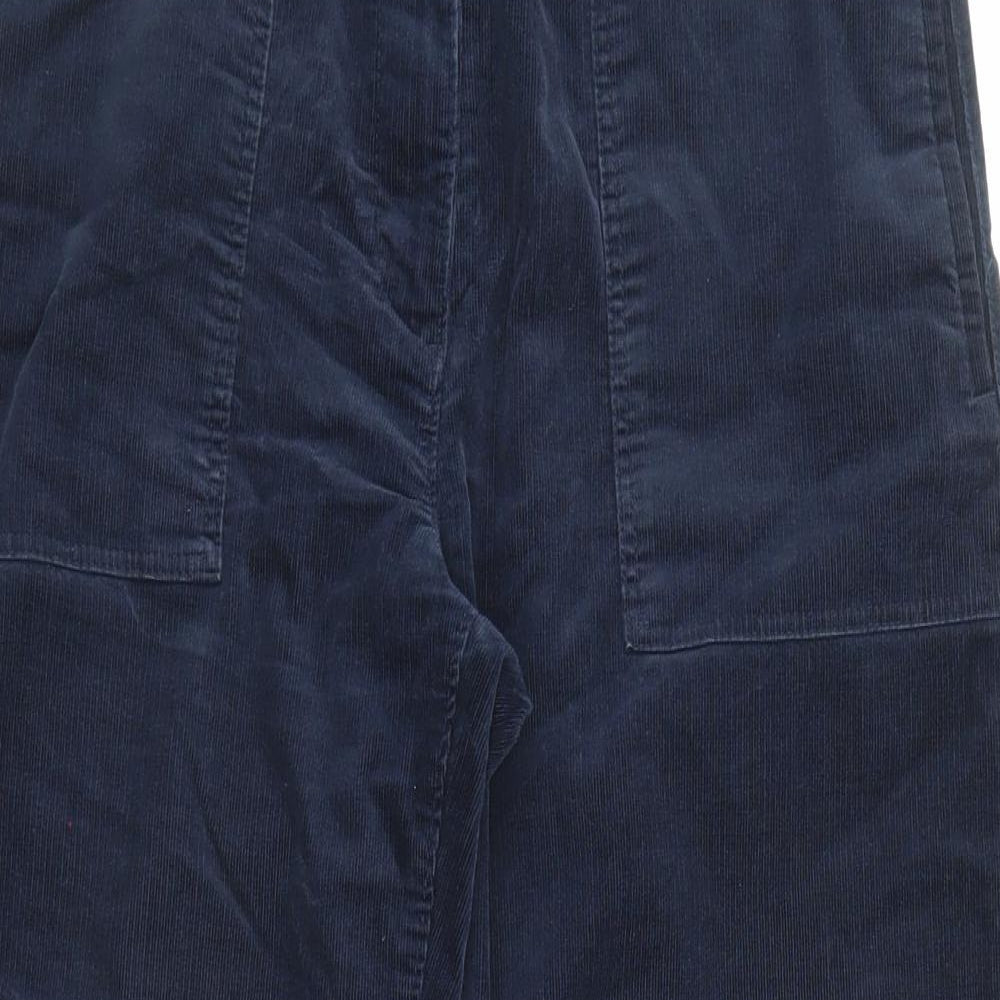 Per Una Womens Blue Cotton Cropped Trousers Size 12 L22 in Regular Zip