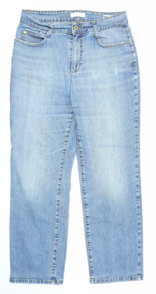 Mac Womens Blue Cotton Straight Jeans Size 27 in L27 in Regular Zip