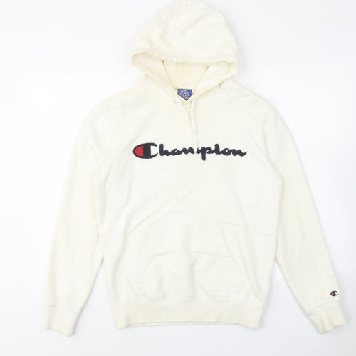 Champion Mens Ivory Cotton Pullover Hoodie Size S