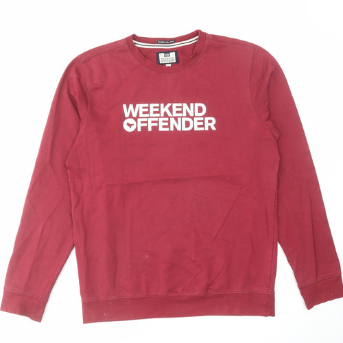 Weekend Offender Mens Red Cotton Pullover Sweatshirt Size M