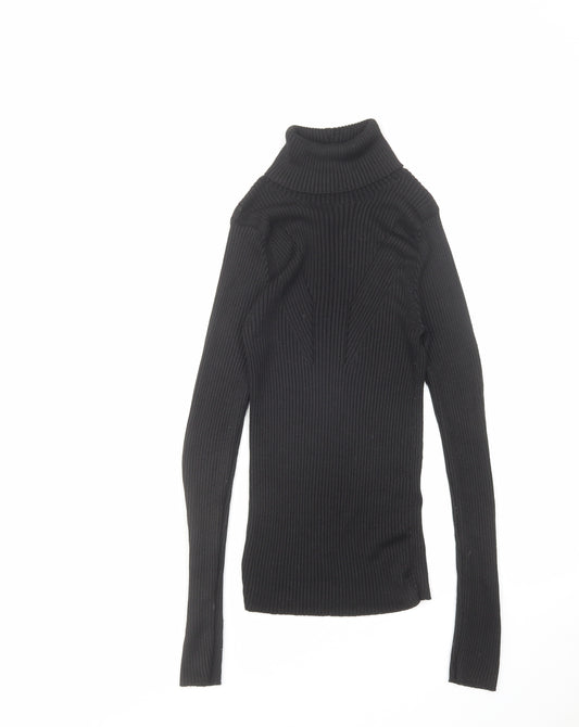 River Island Womens Black Roll Neck Acrylic Pullover Jumper Size 8