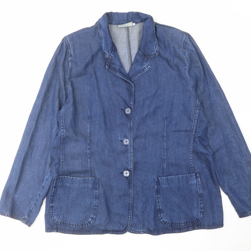 Aria Womens Blue Jacket Blazer Size 16 Button