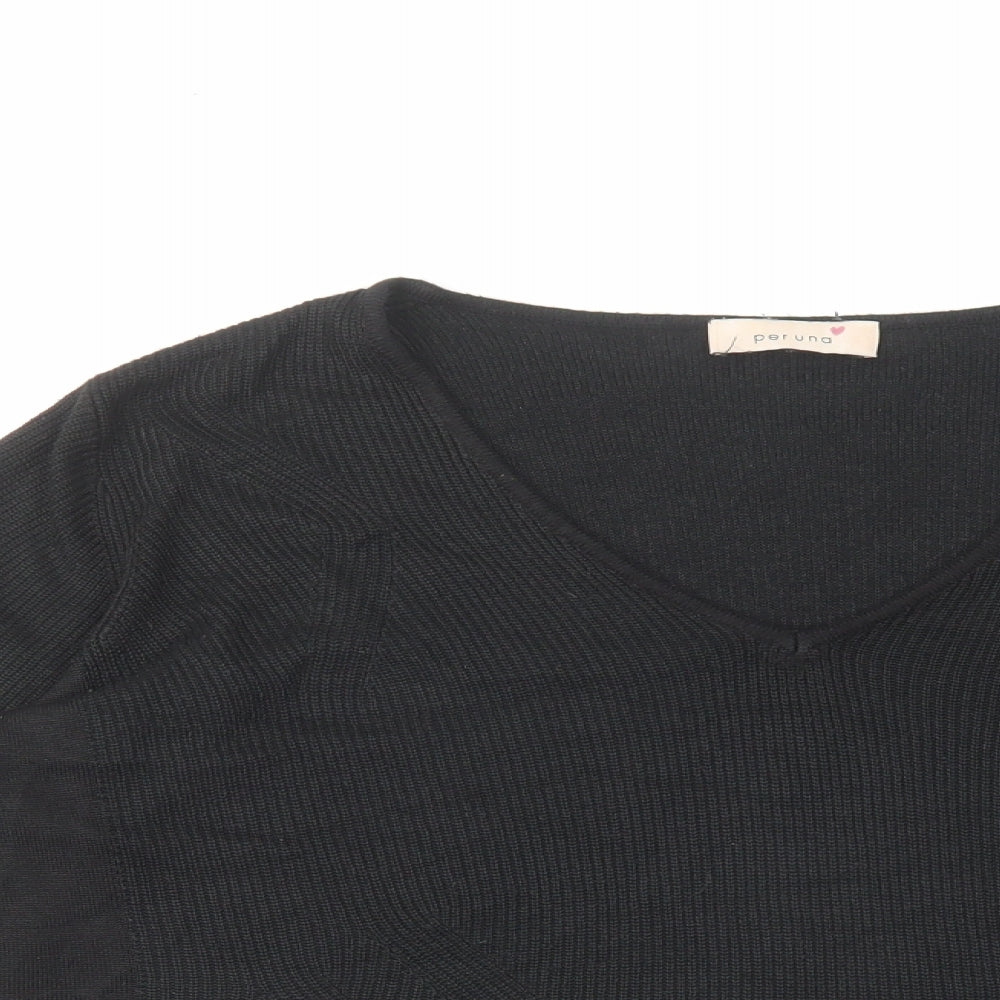 Per Una Womens Black V-Neck Viscose Pullover Jumper Size 16