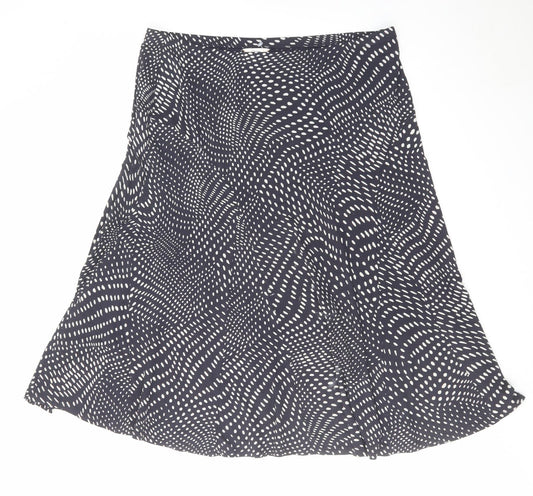 Classic Womens Blue Geometric Viscose Swing Skirt Size 18
