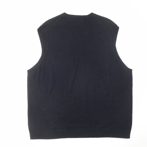 Blue Harbour Mens Blue V-Neck Cotton Vest Jumper Size 2XL Sleeveless
