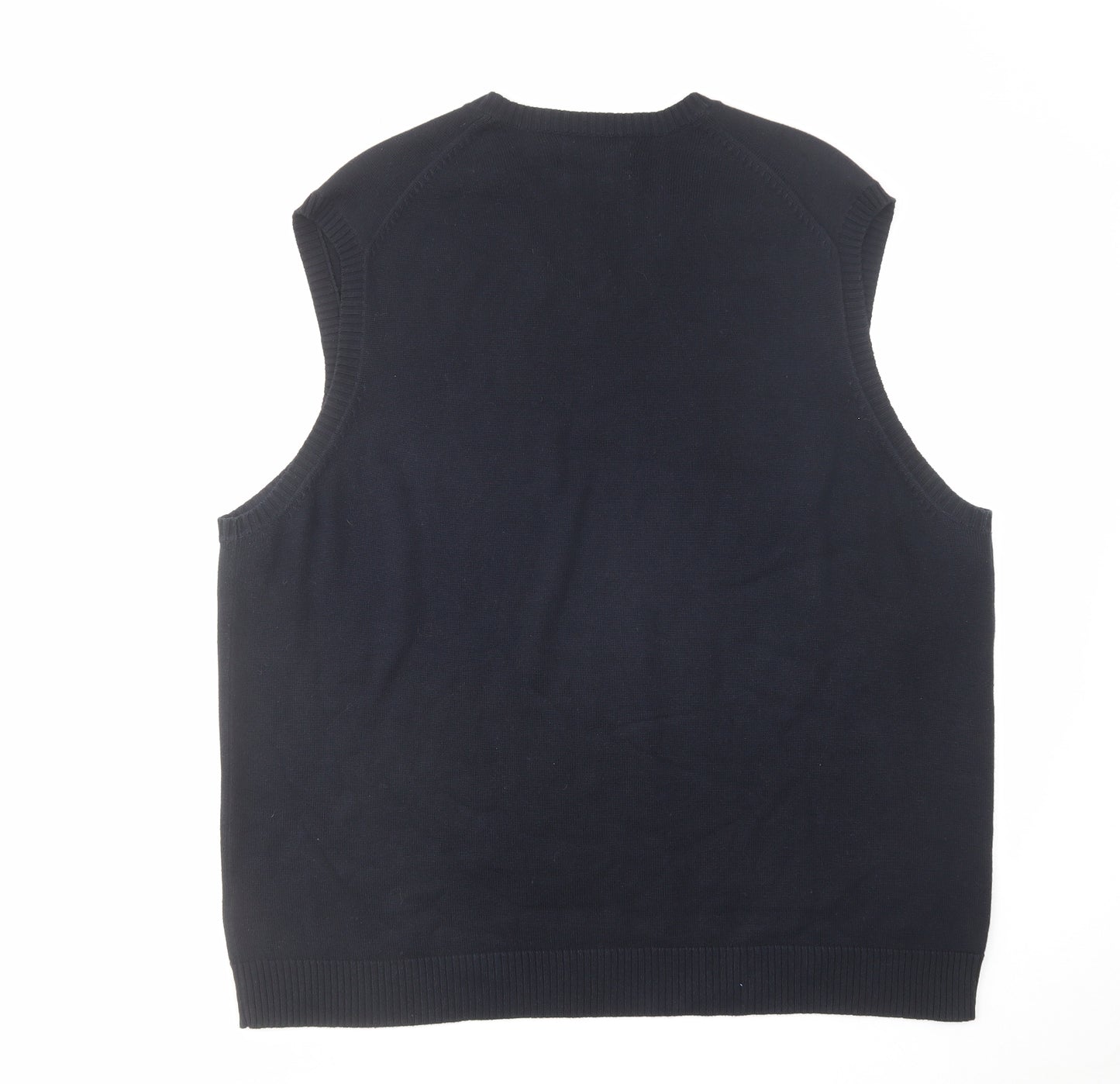 Blue Harbour Mens Blue V-Neck Cotton Vest Jumper Size 2XL Sleeveless