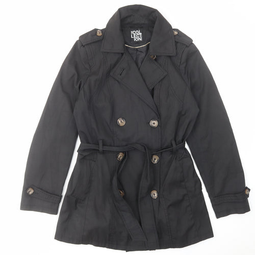 Debenhams Womens Black Trench Coat Coat Size 12 Button