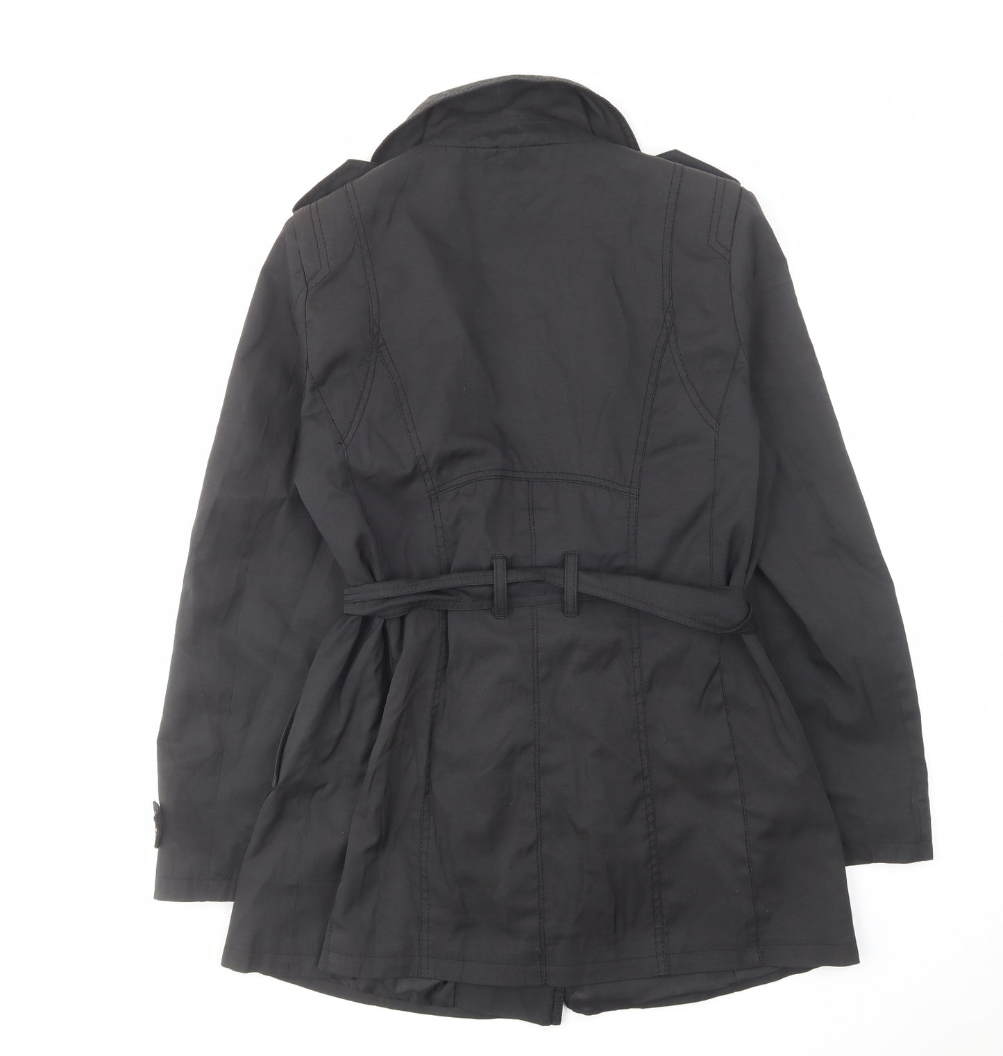 Debenhams Womens Black Trench Coat Coat Size 12 Button