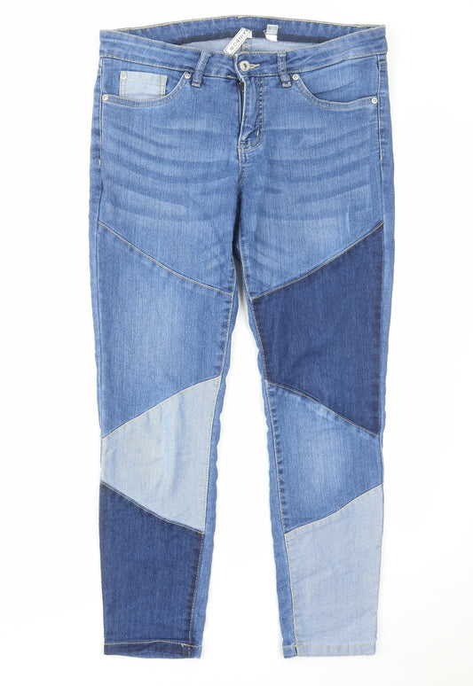 Rainbow Womens Blue Cotton Skinny Jeans Size 14 L29 in Regular Zip