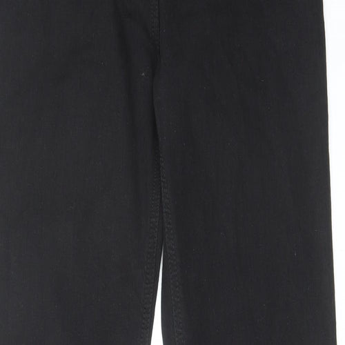 Marks and Spencer Womens Black Cotton Straight Jeans Size 10 L33 in Regular Zip