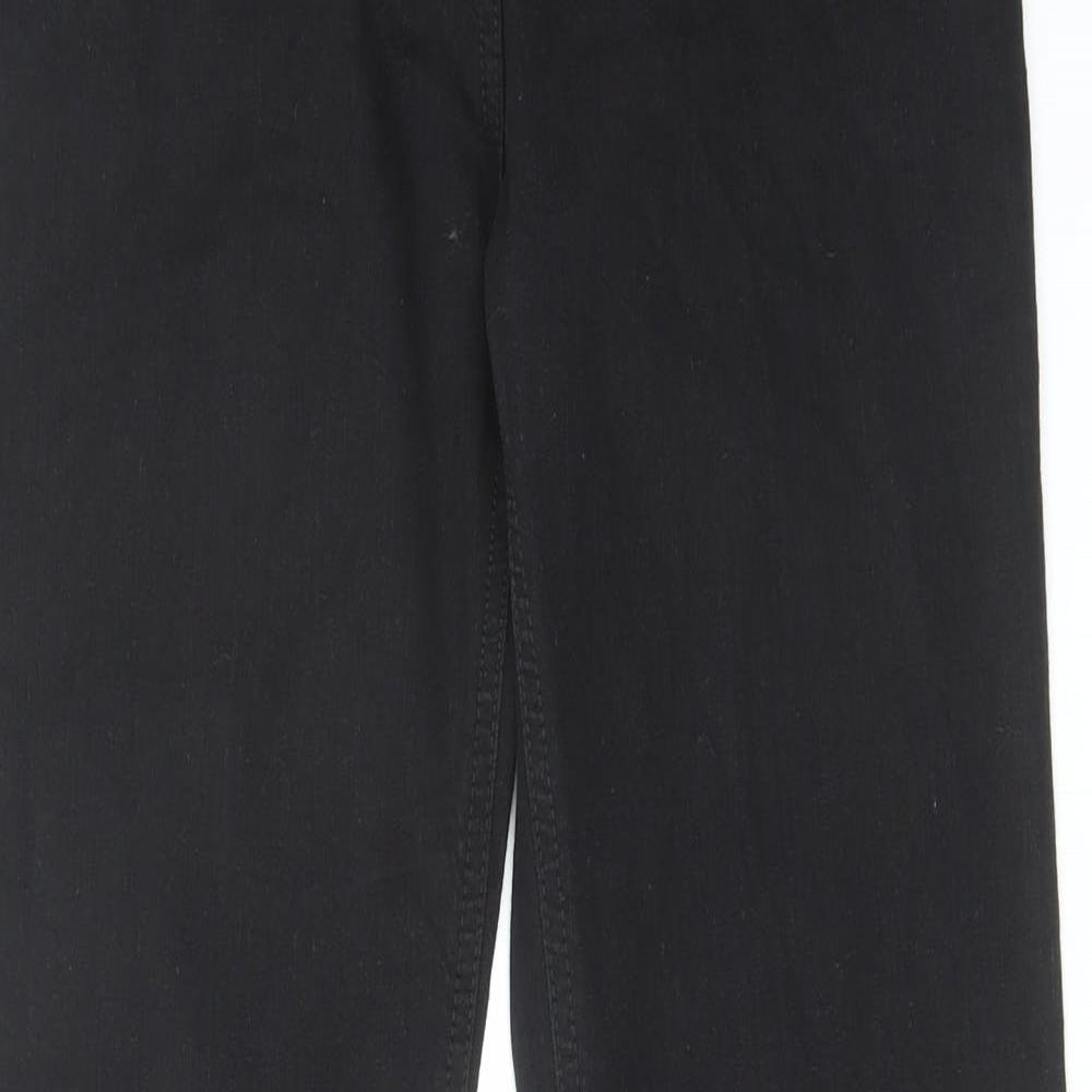 Marks and Spencer Womens Black Cotton Straight Jeans Size 10 L33 in Regular Zip