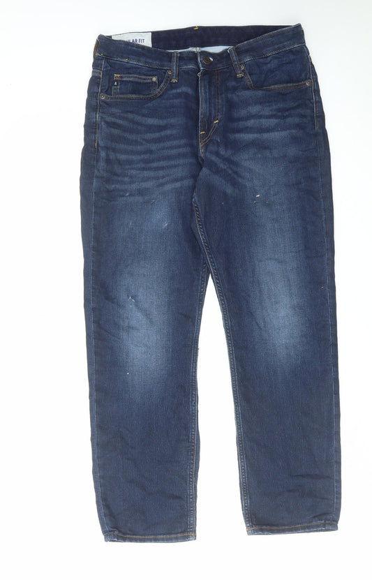 H&M Mens Blue Cotton Straight Jeans Size 31 in L30 in Regular Zip