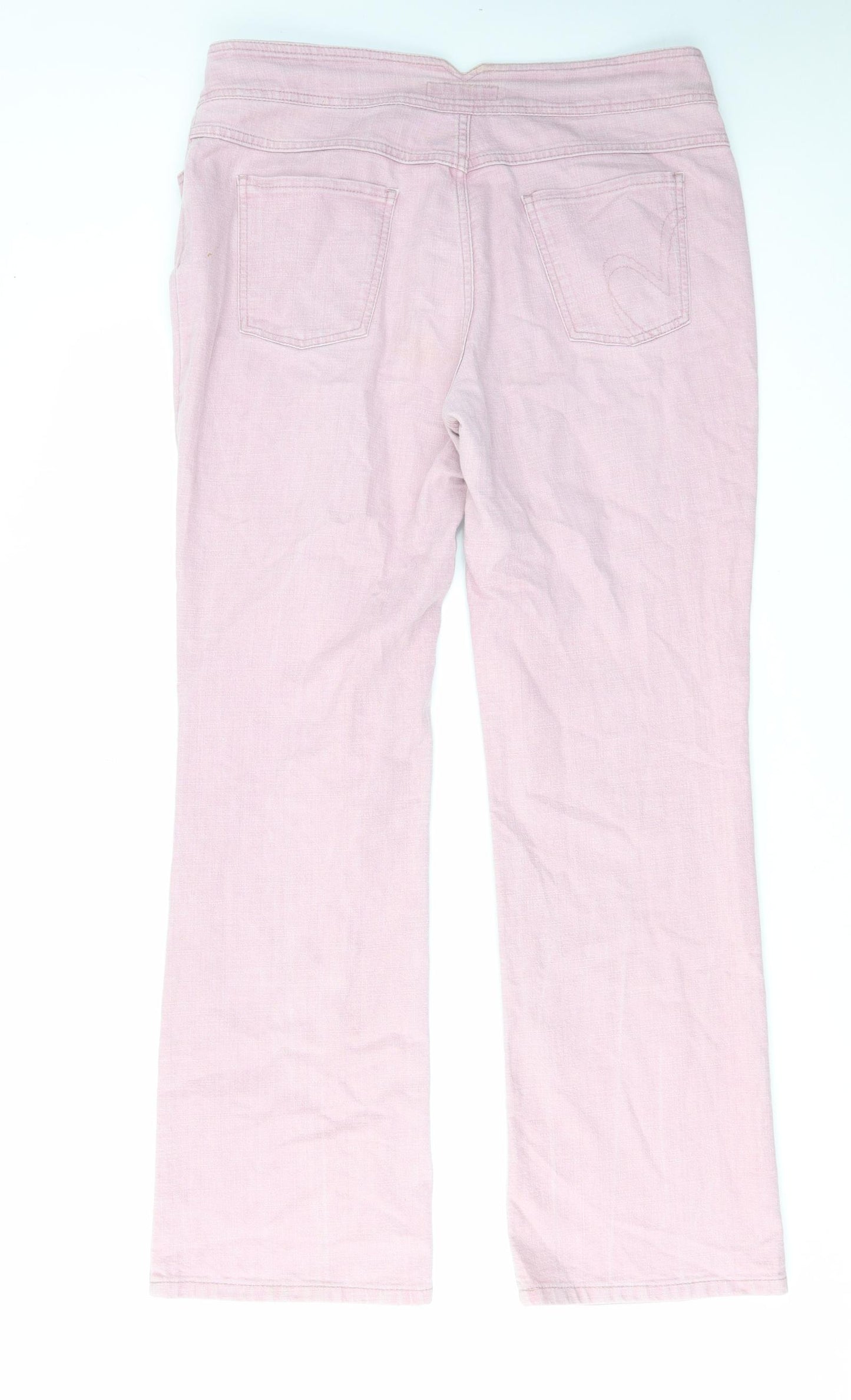 Per Una Womens Pink Cotton Bootcut Jeans Size 16 L32 in Regular Zip