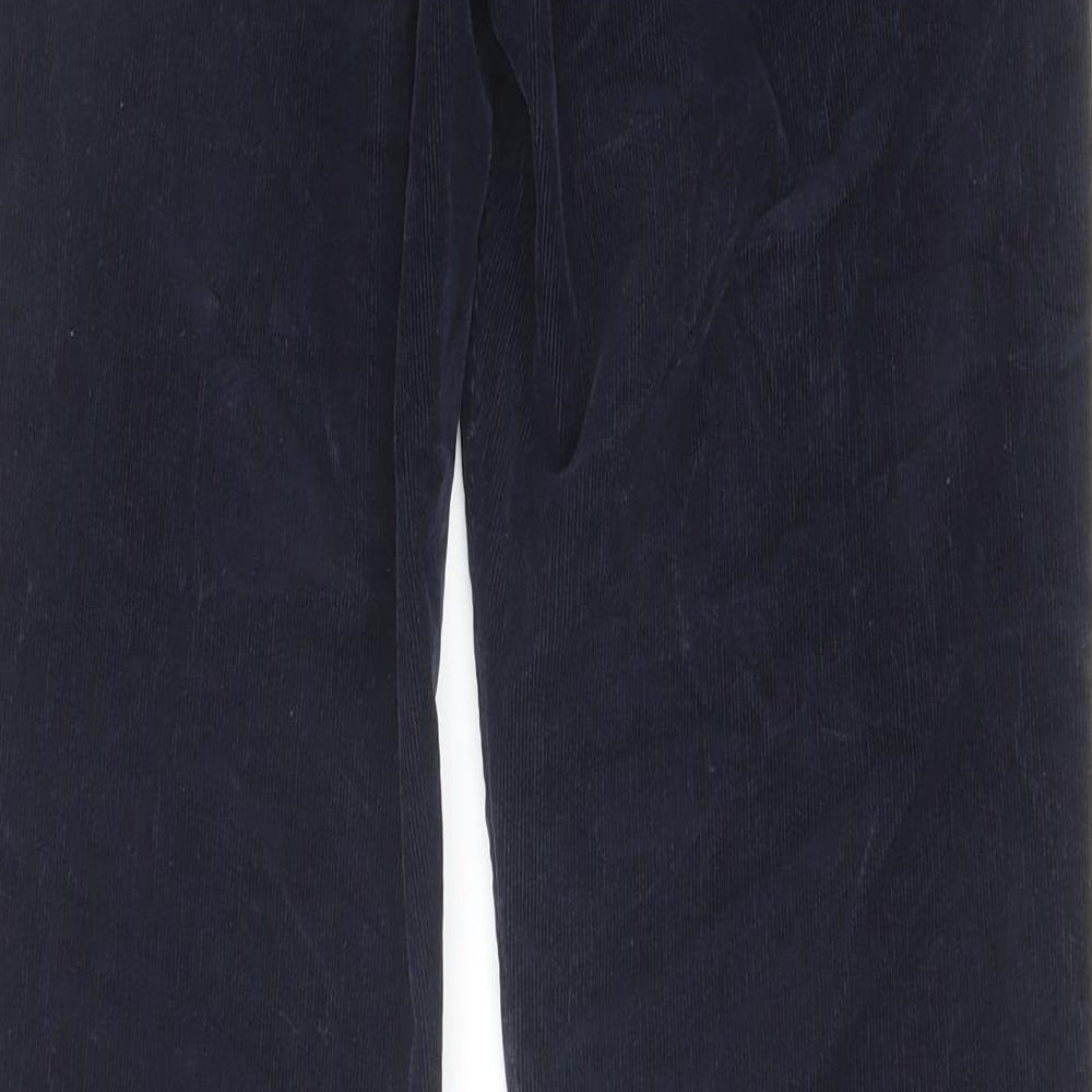 Marks and Spencer Womens Blue Cotton Trousers Size 10 L30 in Regular Zip