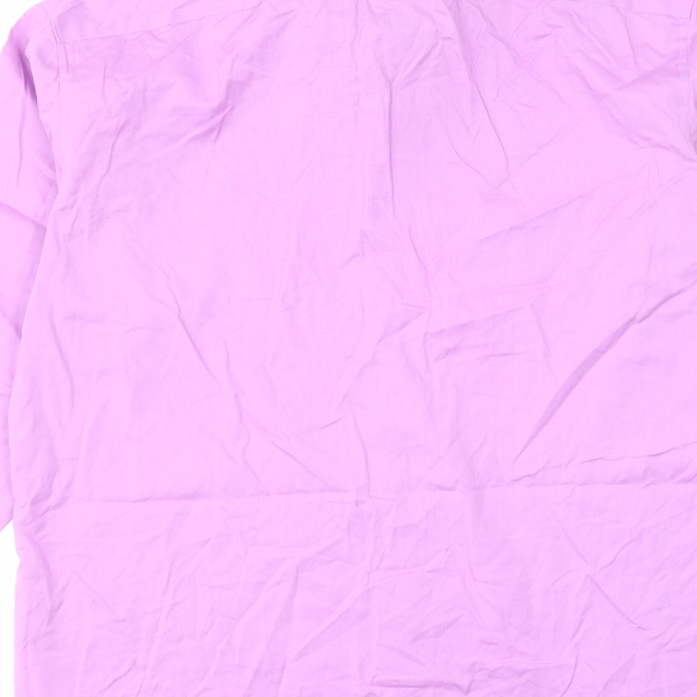 Calvin Klein Mens Purple Polyester Button-Up Size 16.5 Collared Button