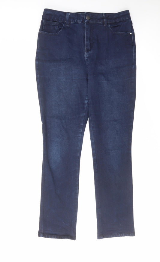 TU Womens Blue Cotton Skinny Jeans Size 14 L28 in Slim Zip