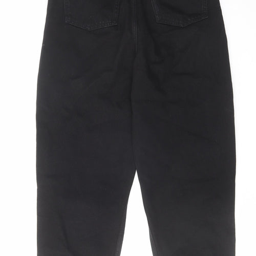 John Lewis Womens Black Cotton Mom Jeans Size 8 L25.5 in Regular Zip