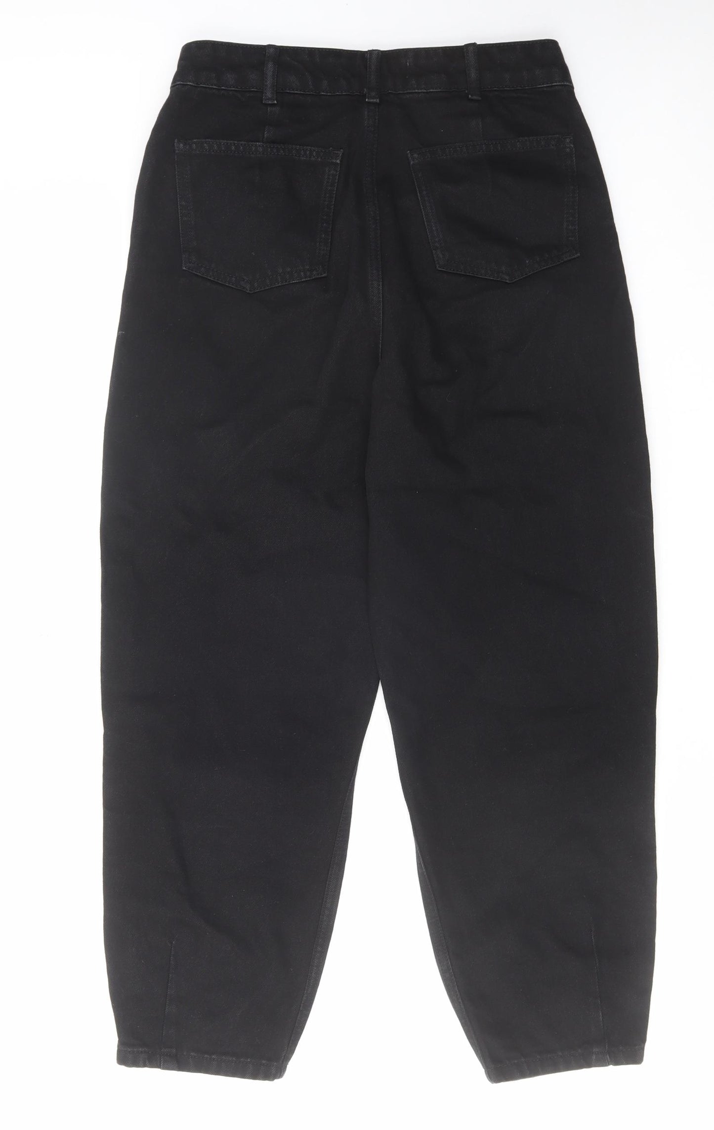 John Lewis Womens Black Cotton Mom Jeans Size 8 L25.5 in Regular Zip