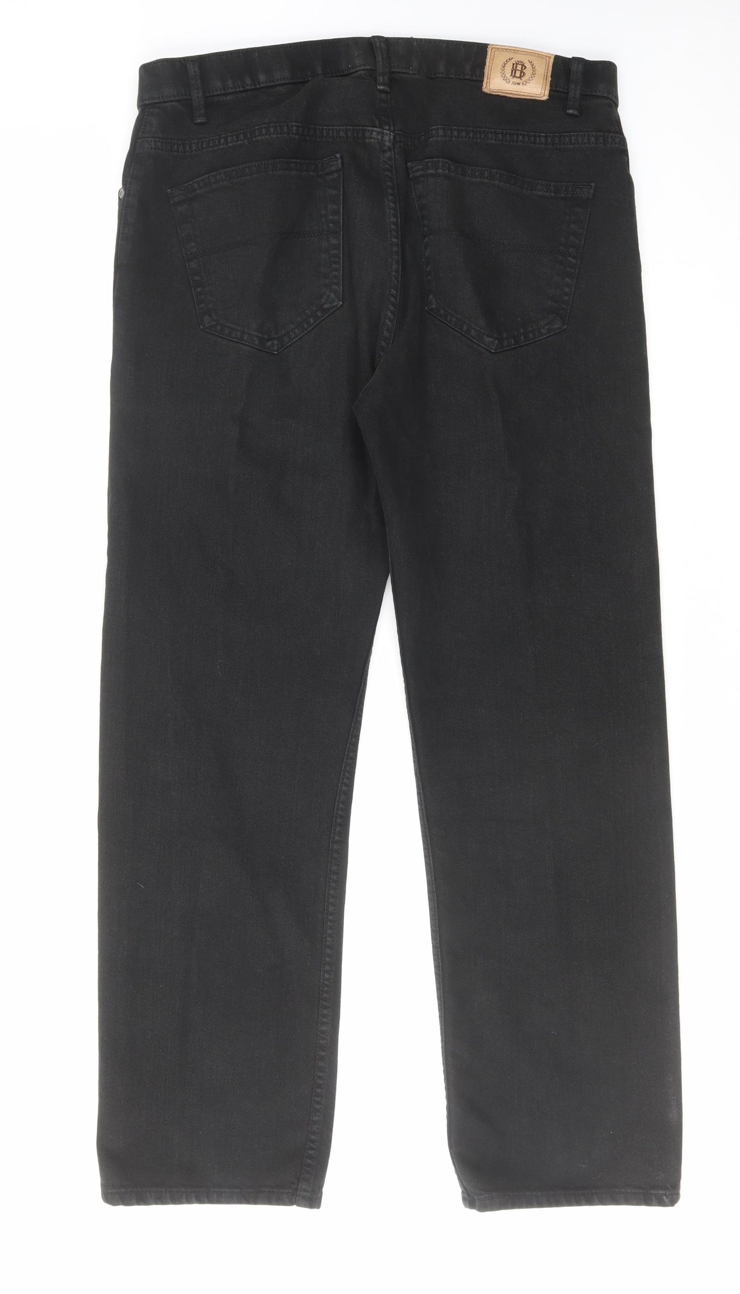 Blue Harbour Mens Black Cotton Straight Jeans Size 36 in L31 in Regular Zip