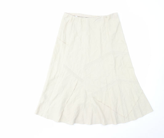 Marks and Spencer Womens Beige Linen Swing Skirt Size 12
