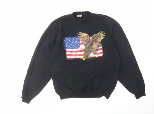 JERZEES Womens Black Cotton Pullover Sweatshirt Size M Pullover - American Eagle