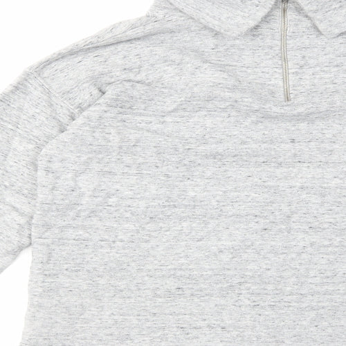 Whistles Womens Grey Cotton Pullover Sweatshirt Size L Zip