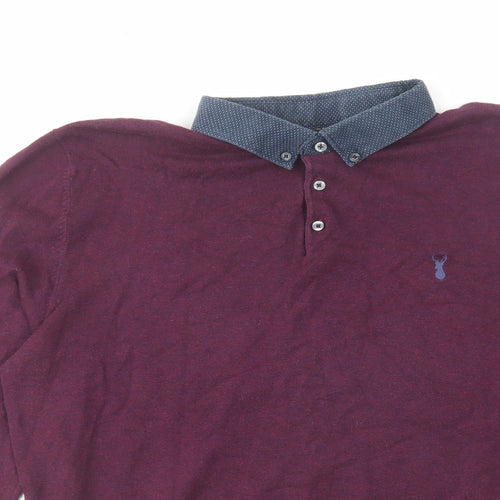 NEXT Mens Red Cotton Polo Size L Collared Button